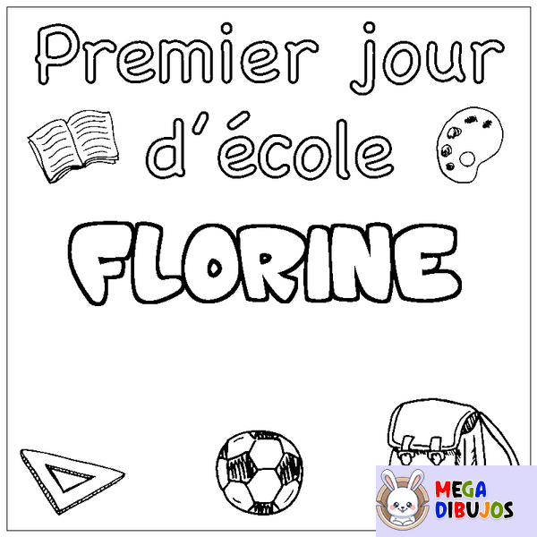 Coloraci&oacute;n del nombre FLORINE - decorado primer d&iacute;a de escuela