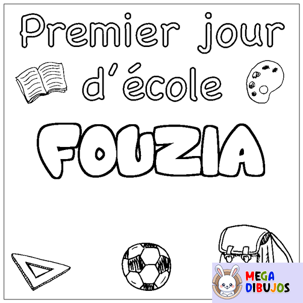 Coloraci&oacute;n del nombre FOUZIA - decorado primer d&iacute;a de escuela