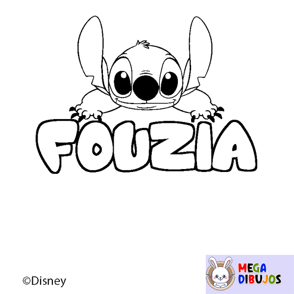 Coloraci&oacute;n del nombre FOUZIA - decorado Stitch