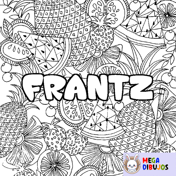 Coloraci&oacute;n del nombre FRANTZ - decorado mandala de frutas