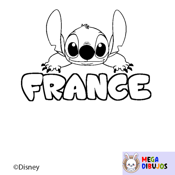 Coloraci&oacute;n del nombre FRANCE - decorado Stitch