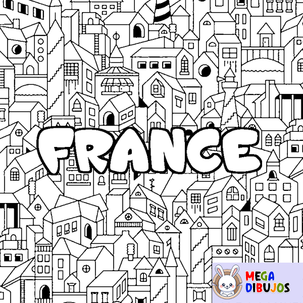 Coloraci&oacute;n del nombre FRANCE - decorado ciudad