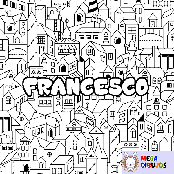 Coloraci&oacute;n del nombre FRANCESCO - decorado ciudad