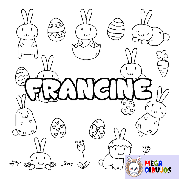 Coloraci&oacute;n del nombre FRANCINE - decorado Pascua