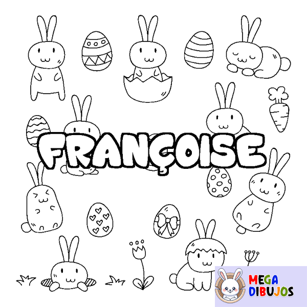 Coloraci&oacute;n del nombre FRAN&Ccedil;OISE - decorado Pascua