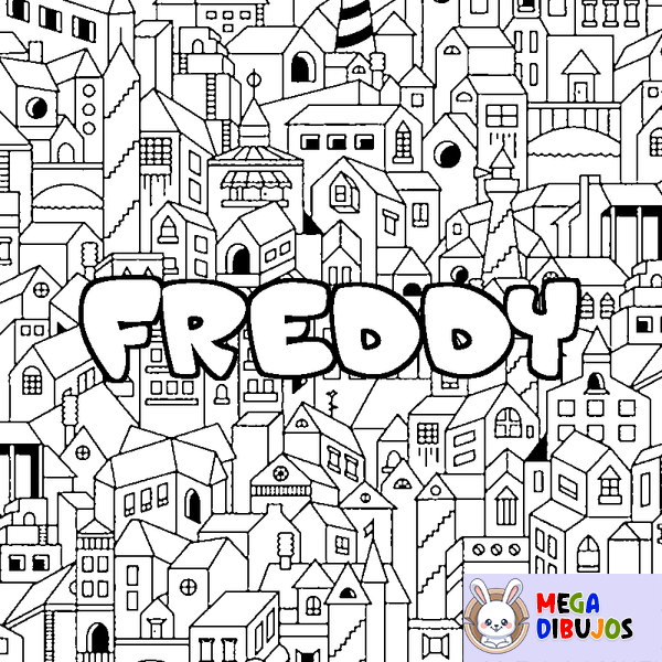 Coloraci&oacute;n del nombre FREDDY - decorado ciudad