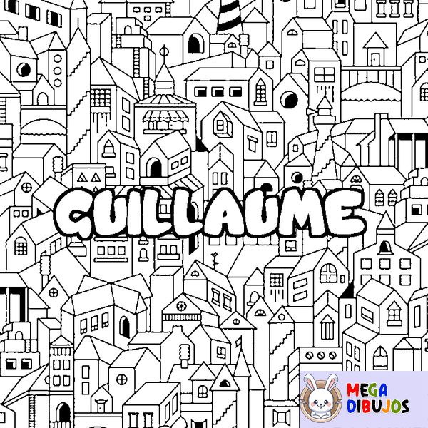 Coloraci&oacute;n del nombre GUILLAUME - decorado ciudad