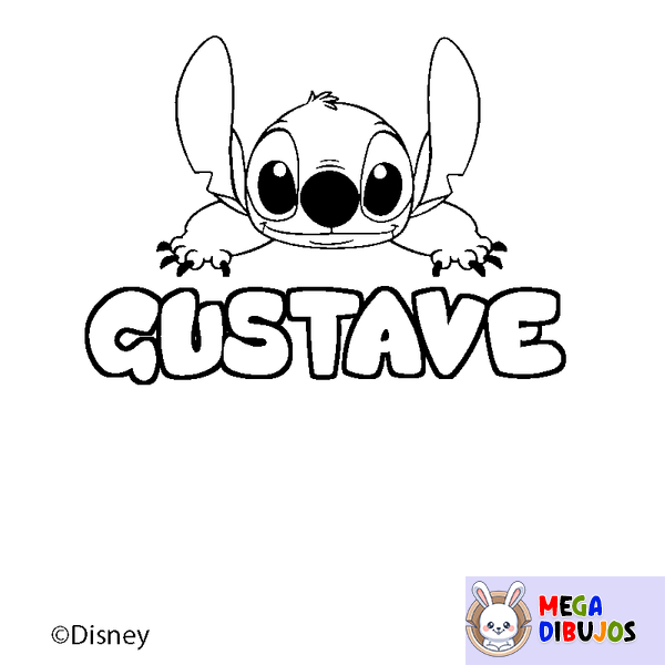 Coloraci&oacute;n del nombre GUSTAVE - decorado Stitch