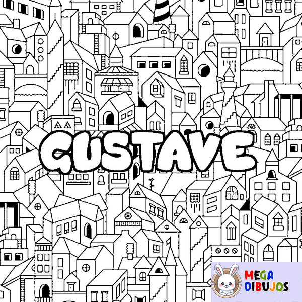 Coloraci&oacute;n del nombre GUSTAVE - decorado ciudad