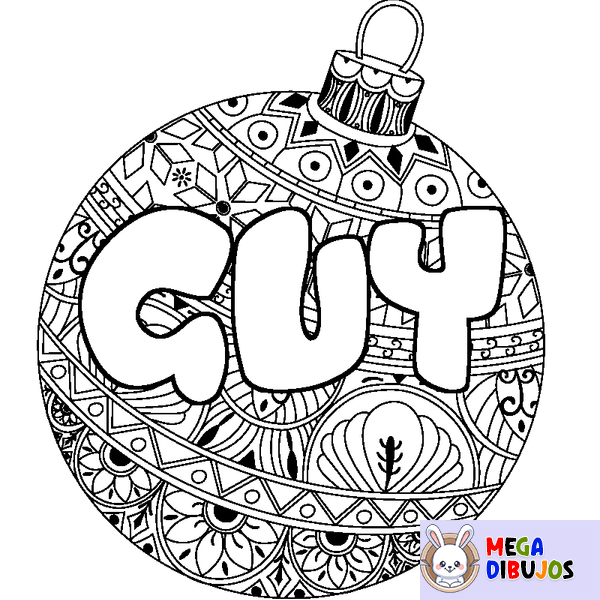 Coloraci&oacute;n del nombre GUY - decorado bola de Navidad
