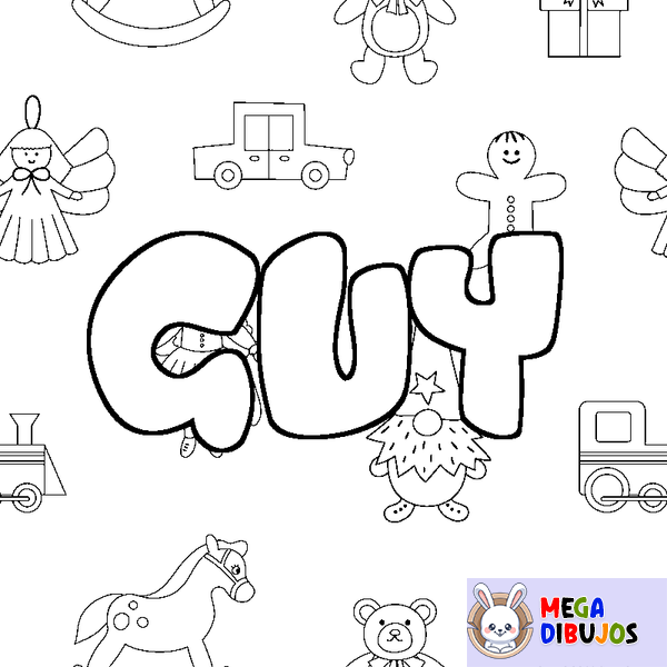 Coloraci&oacute;n del nombre GUY - decorado juguetes