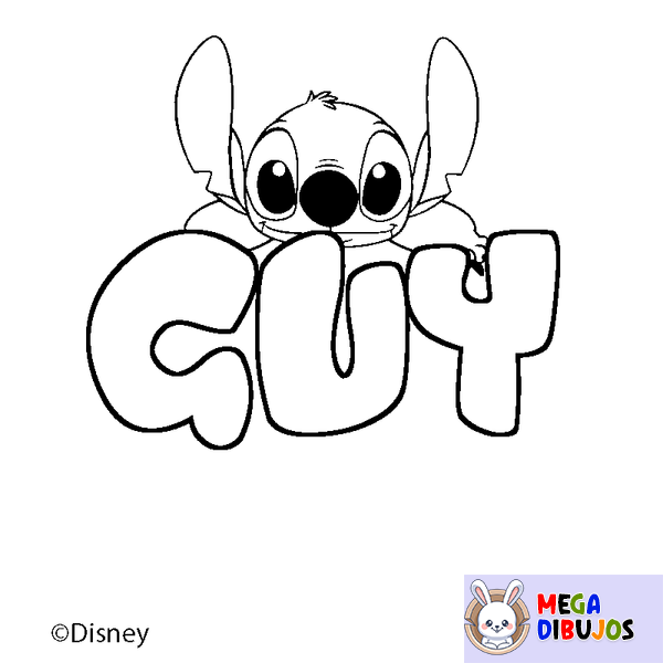 Coloraci&oacute;n del nombre GUY - decorado Stitch