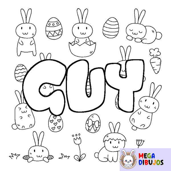 Coloraci&oacute;n del nombre GUY - decorado Pascua