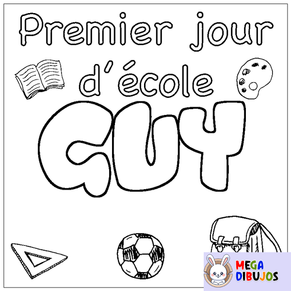 Coloraci&oacute;n del nombre GUY - decorado primer d&iacute;a de escuela