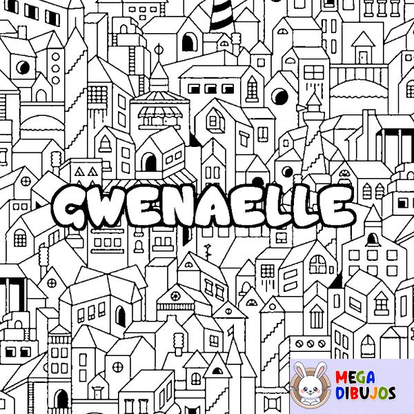 Coloraci&oacute;n del nombre GWENAELLE - decorado ciudad