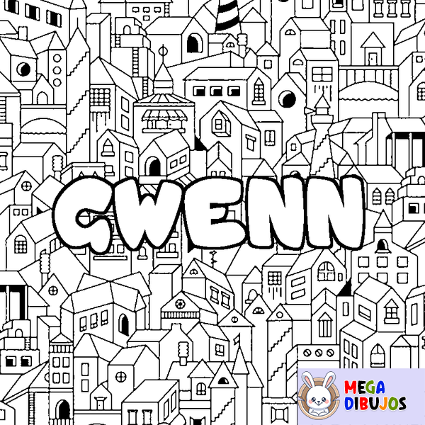 Coloraci&oacute;n del nombre GWENN - decorado ciudad