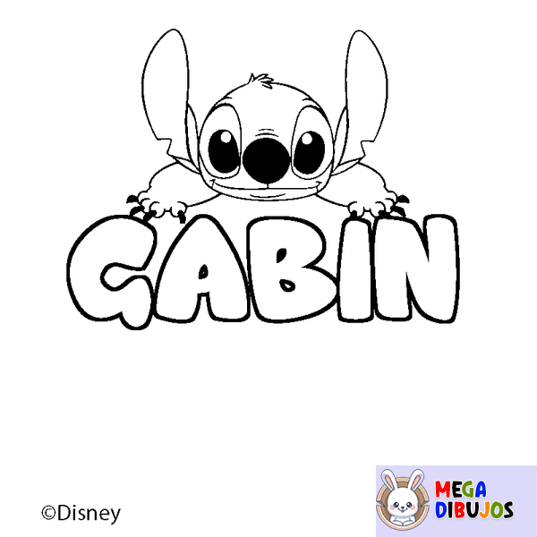 Coloraci&oacute;n del nombre GABIN - decorado Stitch