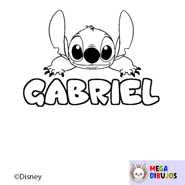 Coloraci&oacute;n del nombre GABRIEL - decorado Stitch