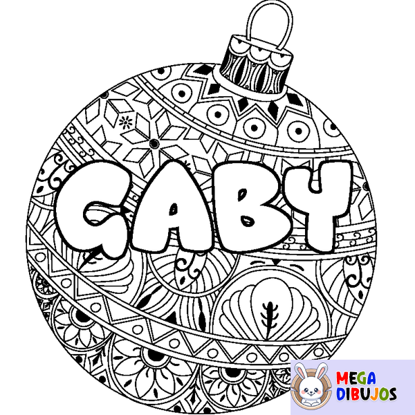 Coloraci&oacute;n del nombre GABY - decorado bola de Navidad