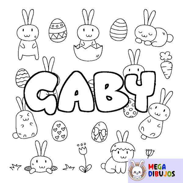 Coloraci&oacute;n del nombre GABY - decorado Pascua