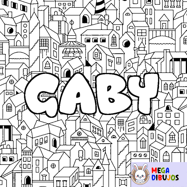 Coloraci&oacute;n del nombre GABY - decorado ciudad