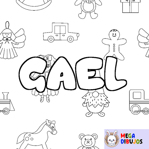 Coloraci&oacute;n del nombre GAEL - decorado juguetes