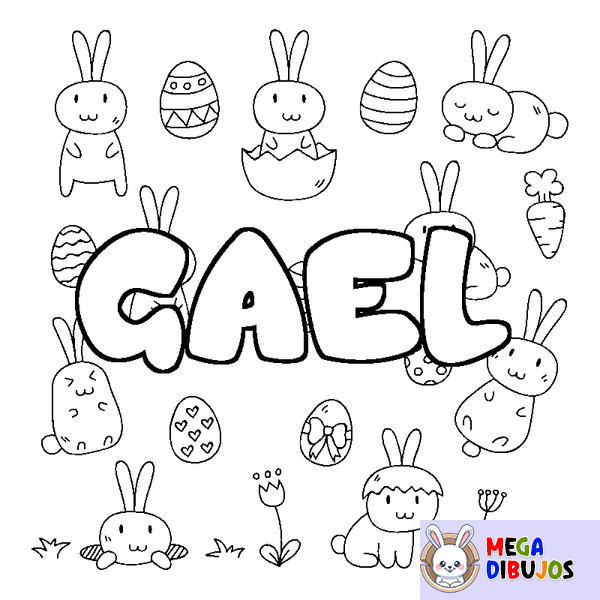 Coloraci&oacute;n del nombre GAEL - decorado Pascua