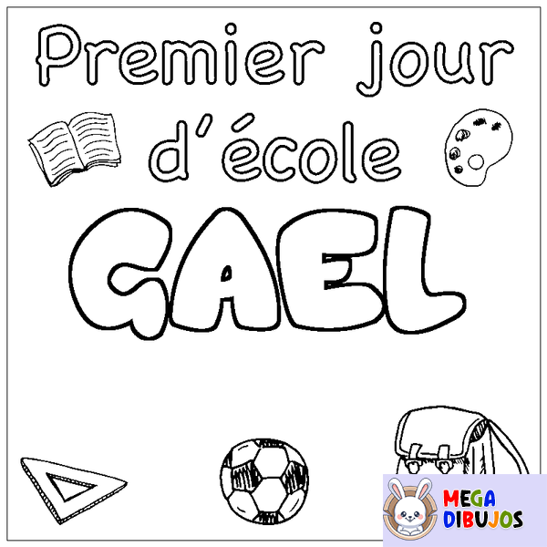 Coloraci&oacute;n del nombre GAEL - decorado primer d&iacute;a de escuela