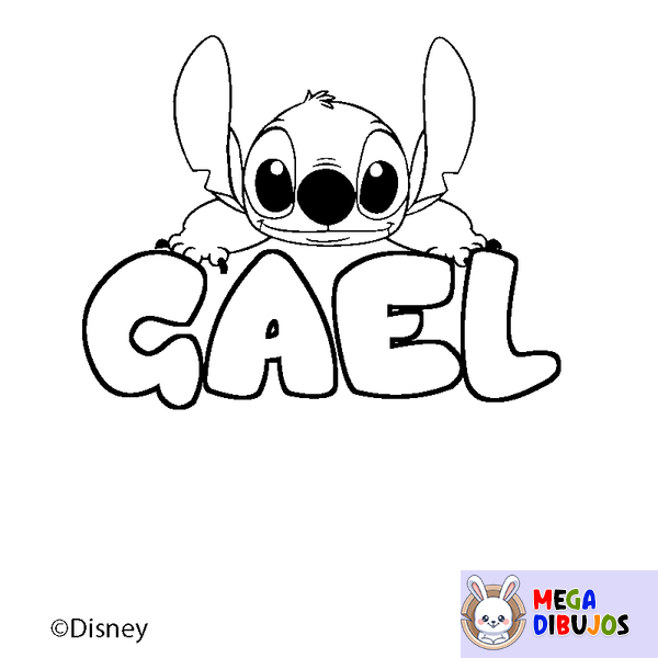 Coloraci&oacute;n del nombre GAEL - decorado Stitch