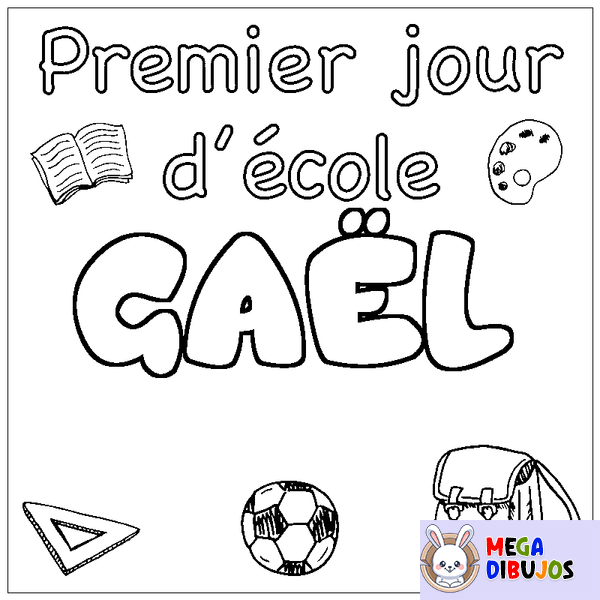 Coloraci&oacute;n del nombre GA&Euml;L - decorado primer d&iacute;a de escuela