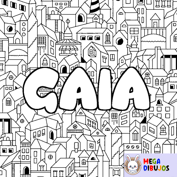 Coloraci&oacute;n del nombre GAIA - decorado ciudad