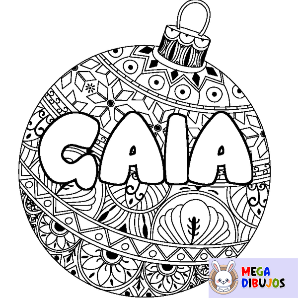 Coloraci&oacute;n del nombre GAIA - decorado bola de Navidad