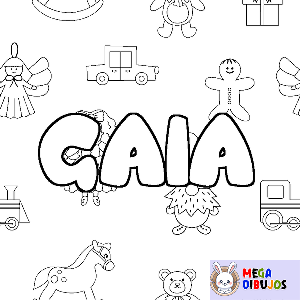 Coloraci&oacute;n del nombre GAIA - decorado juguetes