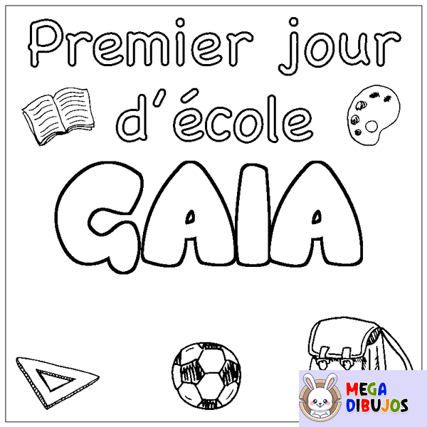 Coloraci&oacute;n del nombre GAIA - decorado primer d&iacute;a de escuela
