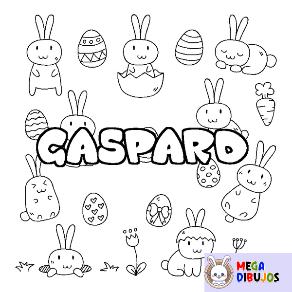 Coloraci&oacute;n del nombre GASPARD - decorado Pascua