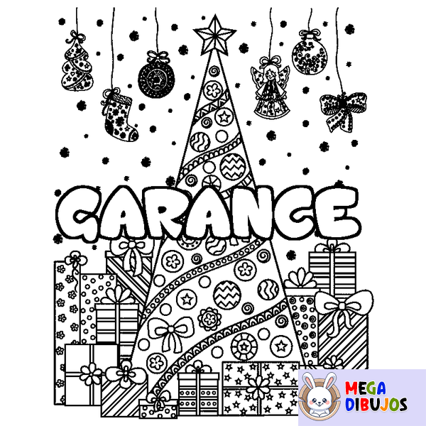 Coloraci&oacute;n del nombre GARANCE - decorado &aacute;rbol de Navidad y regalos