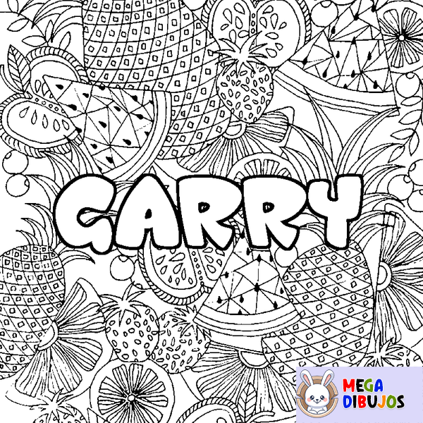 Coloraci&oacute;n del nombre GARRY - decorado mandala de frutas