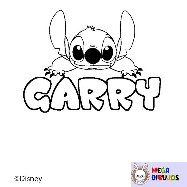 Coloraci&oacute;n del nombre GARRY - decorado Stitch