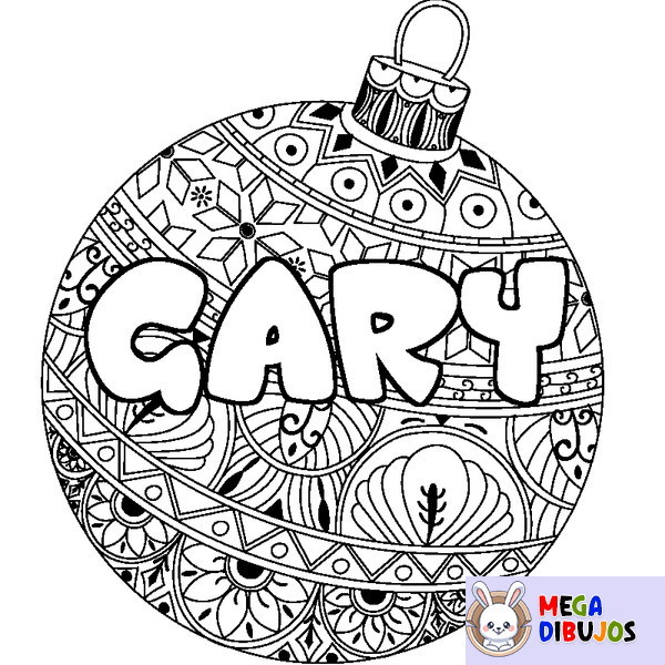 Coloraci&oacute;n del nombre GARY - decorado bola de Navidad