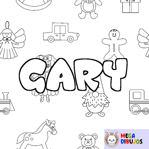 Coloraci&oacute;n del nombre GARY - decorado juguetes