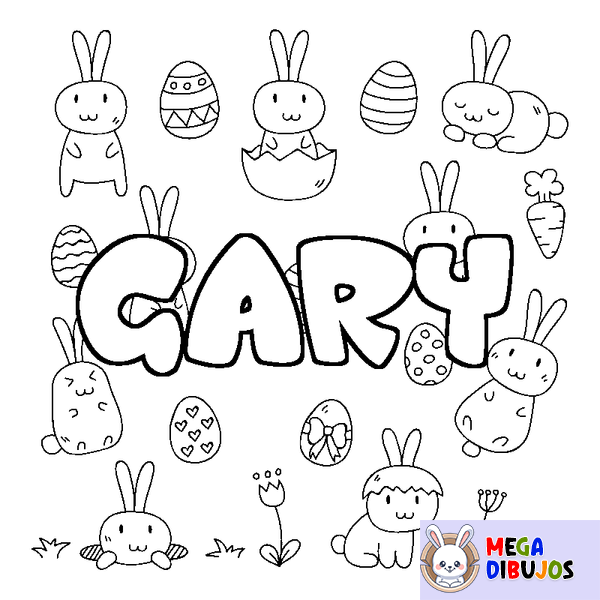 Coloraci&oacute;n del nombre GARY - decorado Pascua