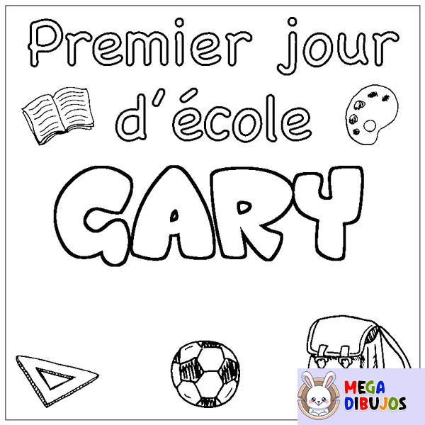 Coloraci&oacute;n del nombre GARY - decorado primer d&iacute;a de escuela