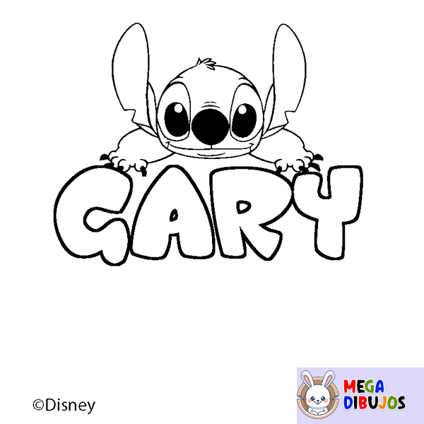Coloraci&oacute;n del nombre GARY - decorado Stitch