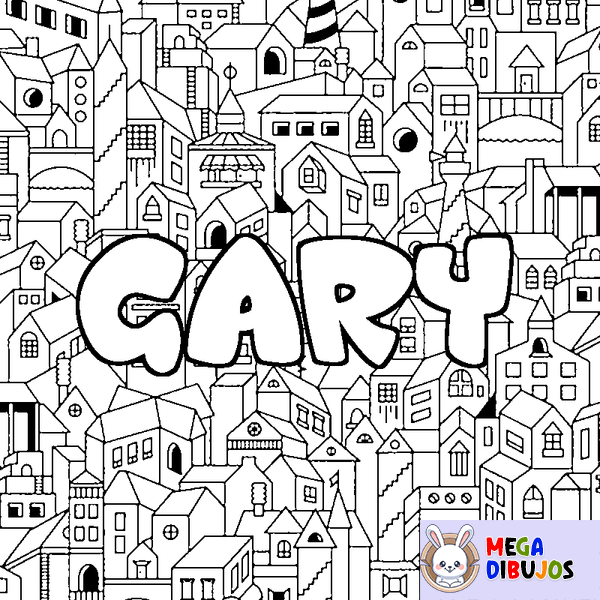 Coloraci&oacute;n del nombre GARY - decorado ciudad