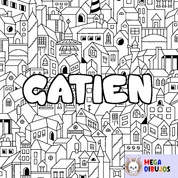 Coloraci&oacute;n del nombre GATIEN - decorado ciudad
