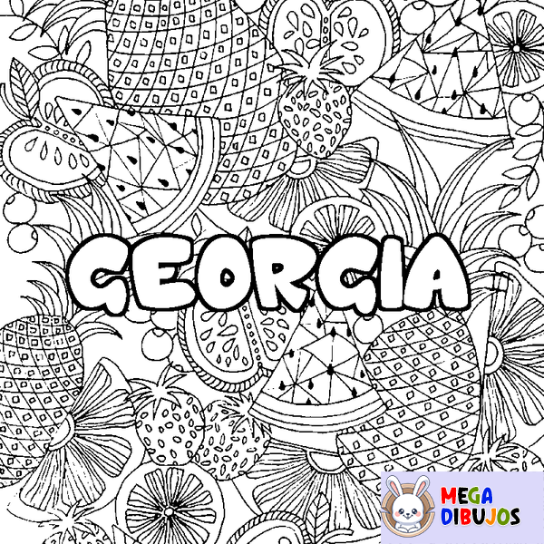 Coloraci&oacute;n del nombre GEORGIA - decorado mandala de frutas