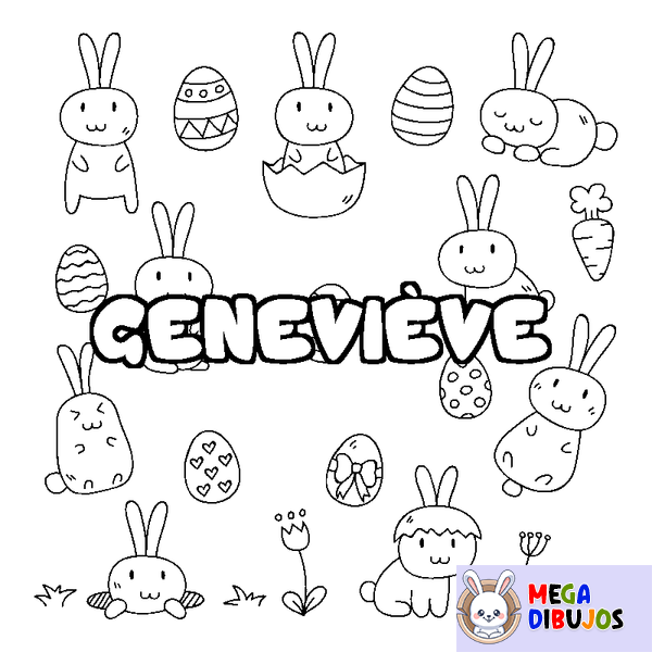 Coloraci&oacute;n del nombre GENEVI&Egrave;VE - decorado Pascua