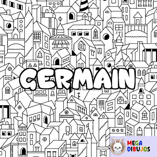 Coloraci&oacute;n del nombre GERMAIN - decorado ciudad