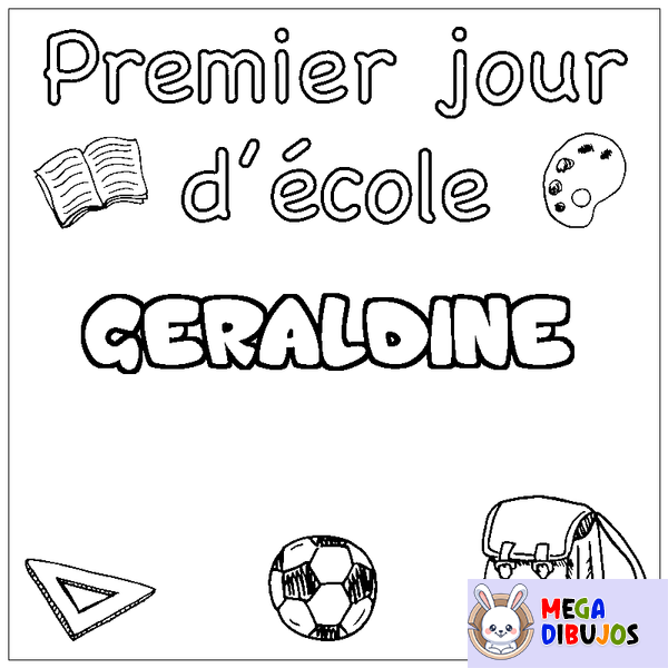 Coloraci&oacute;n del nombre GERALDINE - decorado primer d&iacute;a de escuela