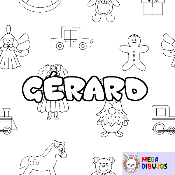 Coloraci&oacute;n del nombre G&Eacute;RARD - decorado juguetes